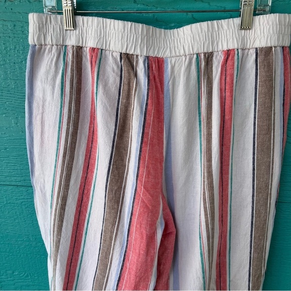 LAND N SEA LINEN BLEND STRIPED CROPPED PULL ON PANTS SIZE XL - Picture 6 of 7